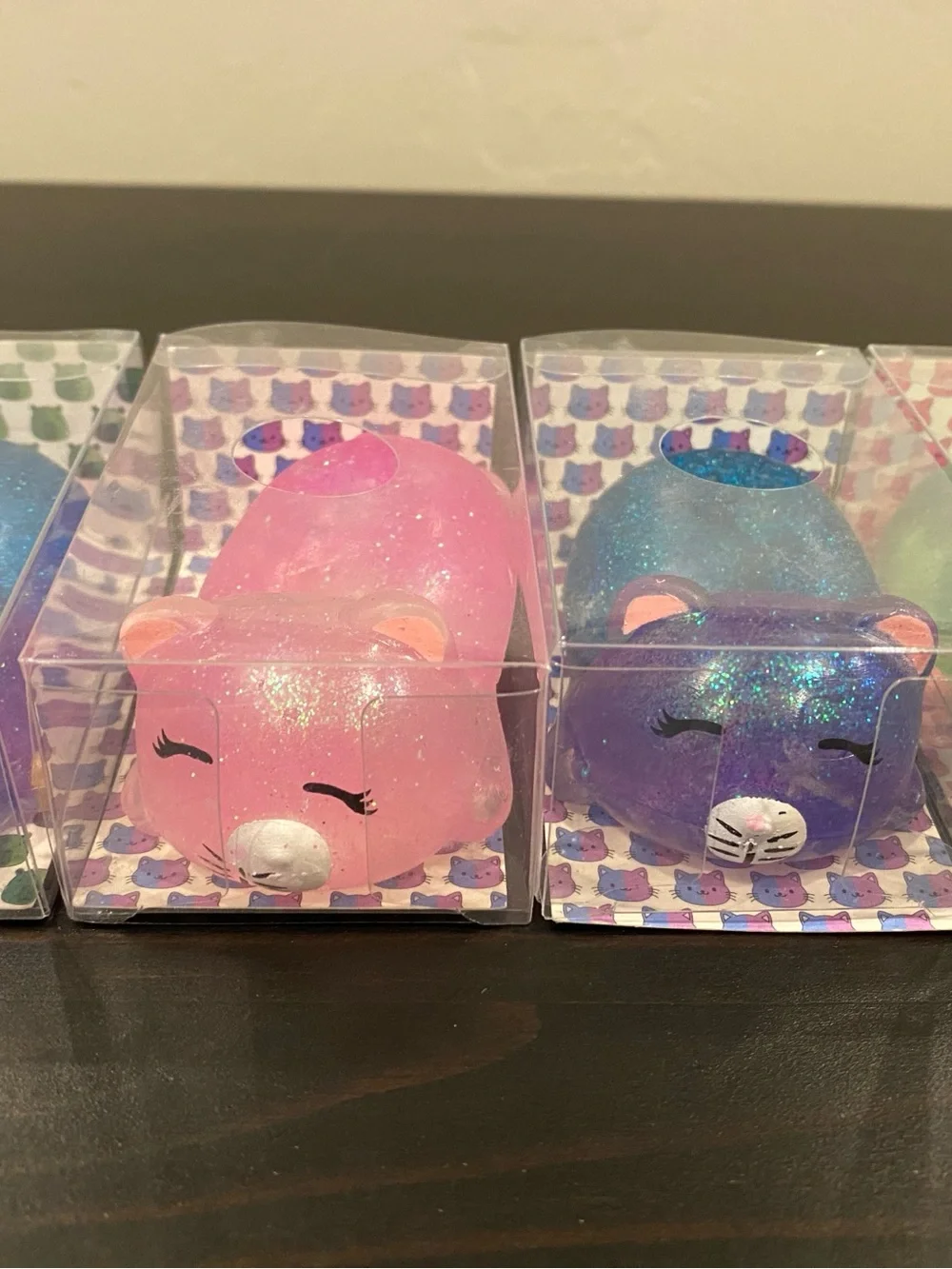 Iridescent Glitter Blue-Green Squishy cat, capybara, pig. Like NeeDoh. Brand new